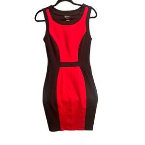 Women's Sleeveless Black & Red Pencil Fitted Dress w/ slit in back by Cache-6